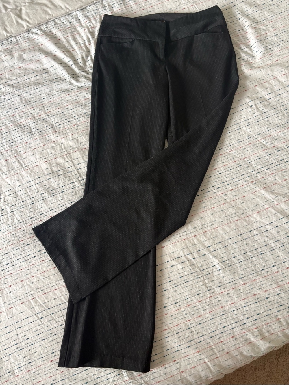 Express Black Womens Pinstripe Dress Trousers